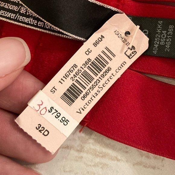 Victoria’s Secrets Lipstick Red Strapy Open Cup Demi Bra 32D - Picture 7 of 11